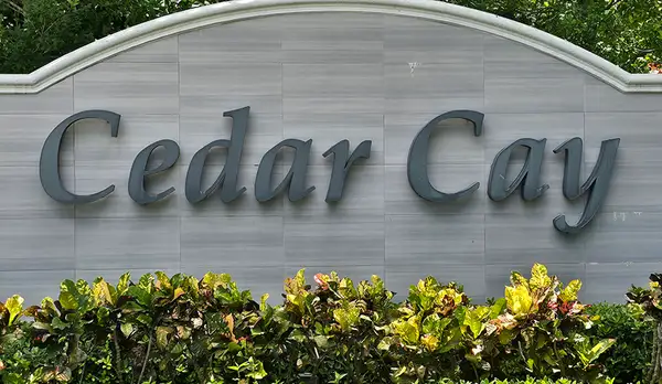 Cedar Cay entrance sign